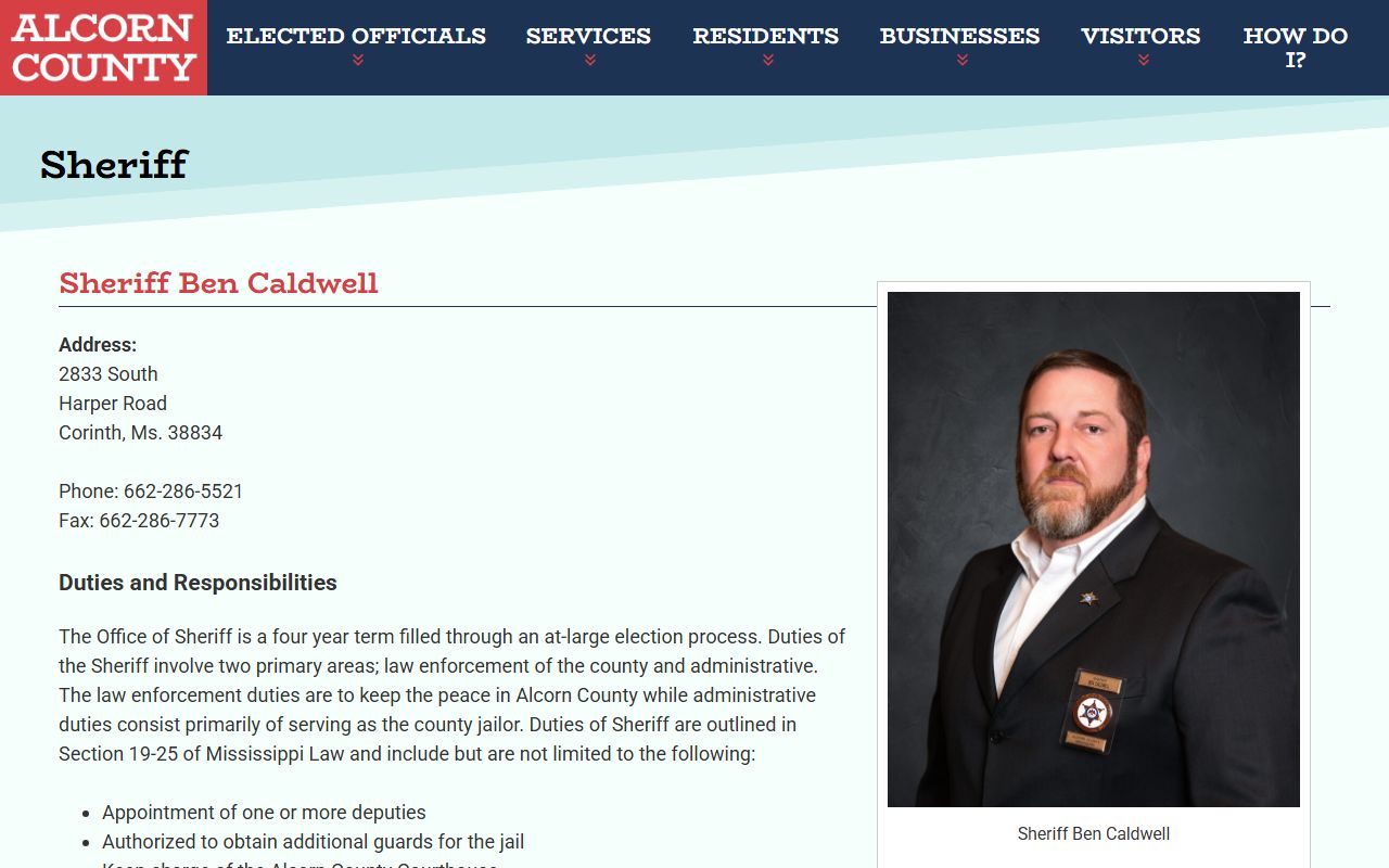 Alcorn County inmate population sheriff jail docket information