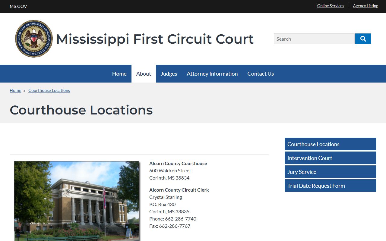 Alcorn County court records after arrest courthouse location
