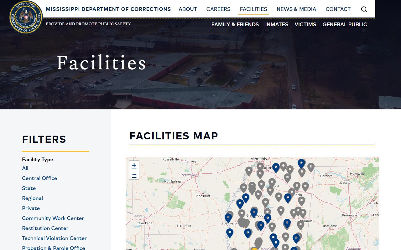 Alcorn County inmate population MDOC regional facilities listing